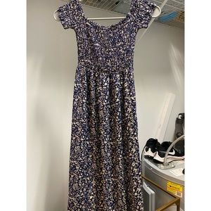 Navy Floral off shoulder dress